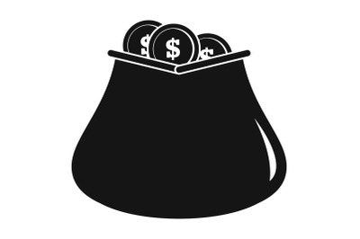 Purse money icon, simple black style
