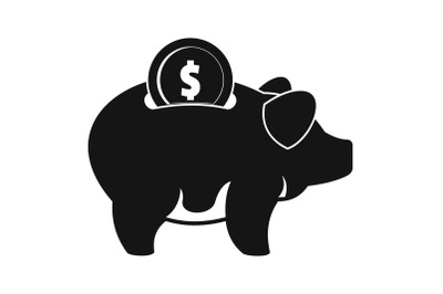 Pig money icon, simple black style