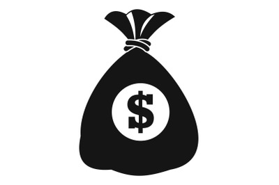 Bag money icon, simple black style