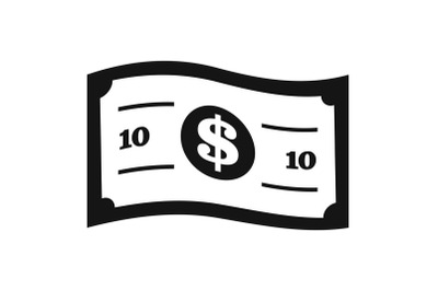 Banknote icon, simple black style