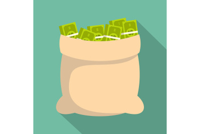 Big bag money icon, flat style