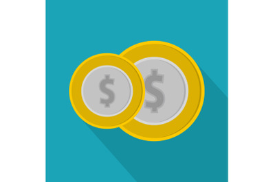 Coin icon, flat style