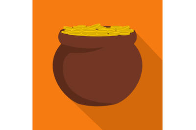 Pot coin icon, flat style