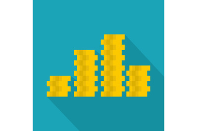 Bundle coin icon, flat style