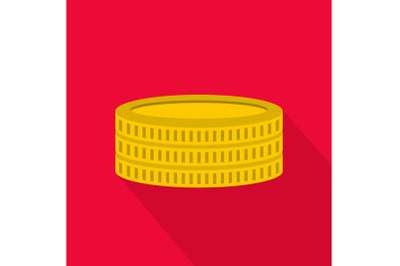 Gold coin icon, flat style