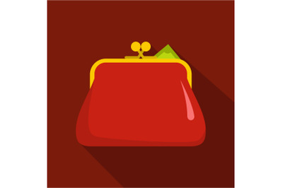 Purse retro icon, flat style
