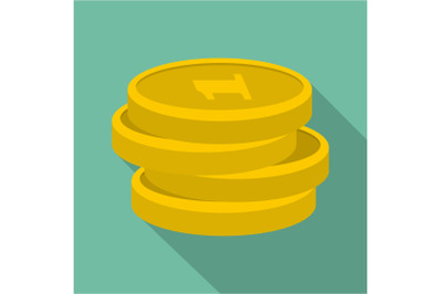 Concept coin icon, flat style