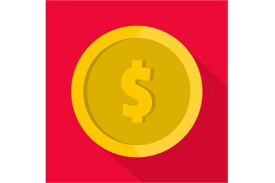 Design coin icon, flat style