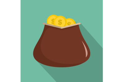 Purse money icon, flat style