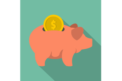 Pig money icon, flat style
