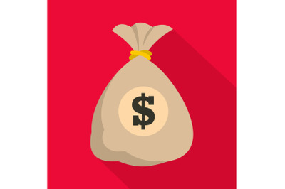 Bag money icon, flat style