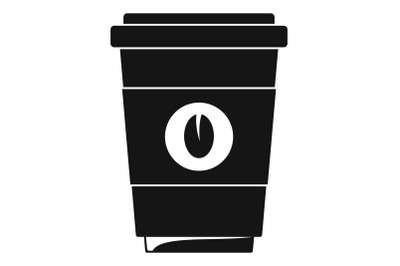 Coffee plastic cup icon, simple black style