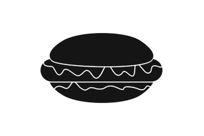 Hot dog icon, simple black style