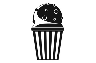 Popcorn icon, simple black style