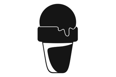 Ice cream summer icon, simple black style