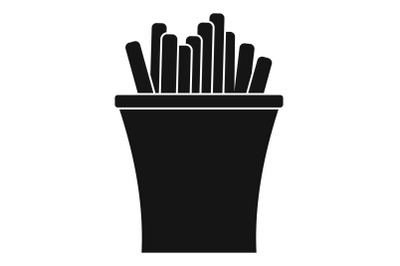 French fries icon, simple black style