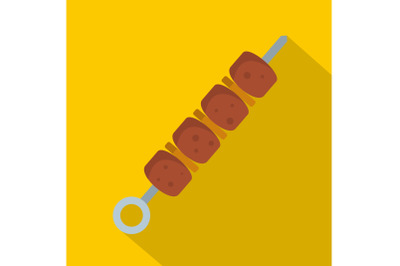 Shish kebab icon, flat style