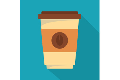 Coffee plastic cup icon, flat style