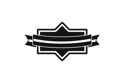 Badge ribbon icon, simple black style