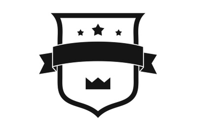 Badge crown icon, simple black style