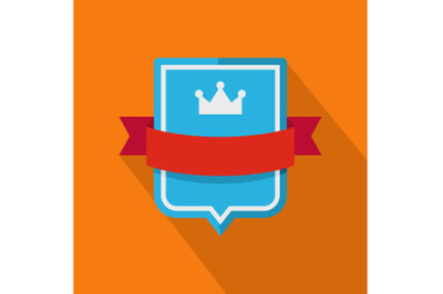 Badge emperor icon, flat style