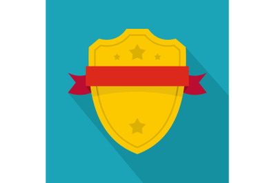 Badge warrior icon, flat style