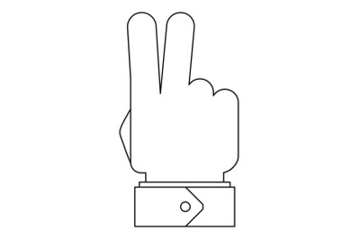 Victory gesture icon, outline style.