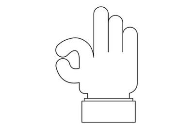 Okay gesture icon, outline style.