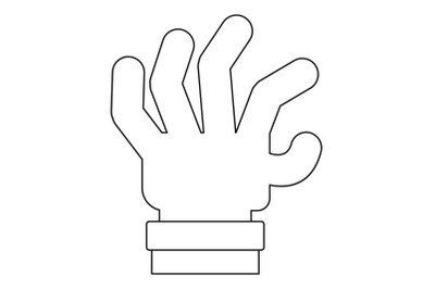 Spread palm icon, outline style.