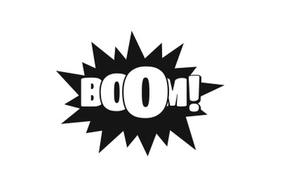 Comic boom big icon, simple black style