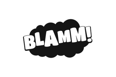 Comic boom blamm icon, simple black style