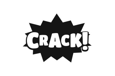 Comic boom crack icon, simple black style
