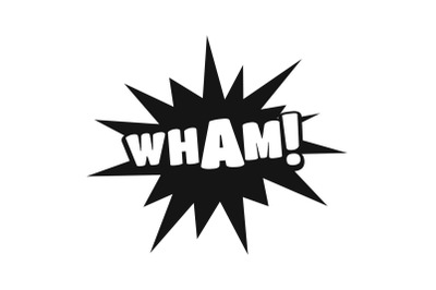 Comic boom wham icon, simple black style