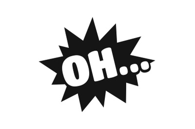 Comic boom oh icon, simple black style