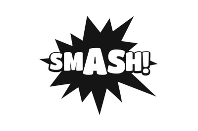 Comic boom smash icon, simple black style