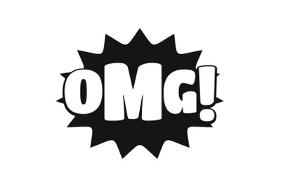Comic boom omg icon, simple black style
