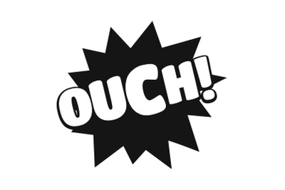 Comic boom ouch icon, simple black style