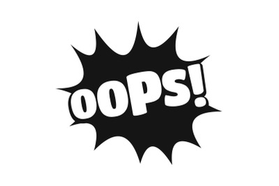 Comic boom oops icon, simple black style