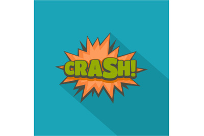 Comic boom crash icon, flat style