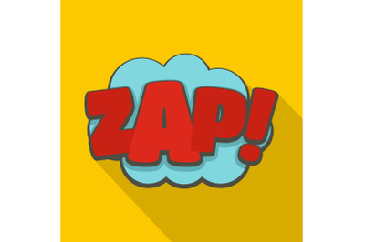 Comic boom zap icon, flat style