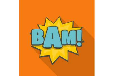Comic boom bam icon, flat style
