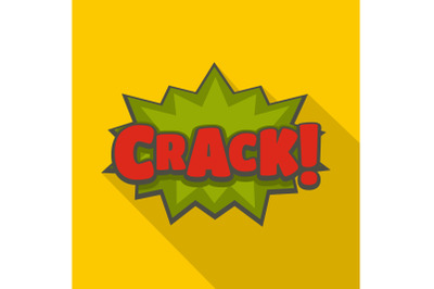 Comic boom crack icon, flat style