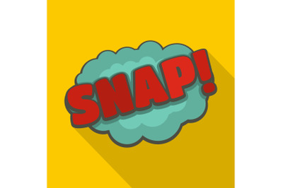 Comic boom snap icon, flat style