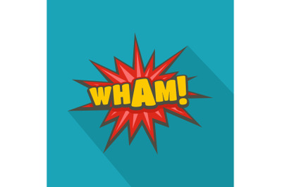 Comic boom wham icon, flat style