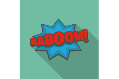 Comic boom kaboom icon, flat style