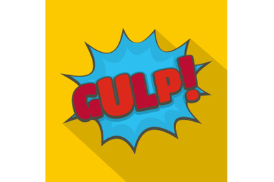 Comic boom gulp icon, flat style