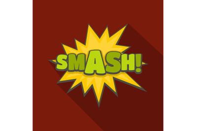 Comic boom smash icon, flat style