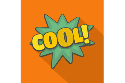 Comic boom cool icon, flat style