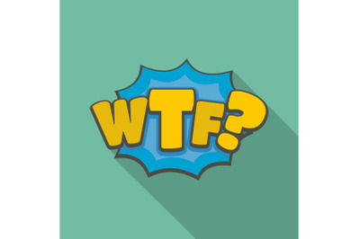 Comic boom wtf icon, flat style