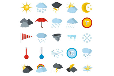 Weather icons set, flat style